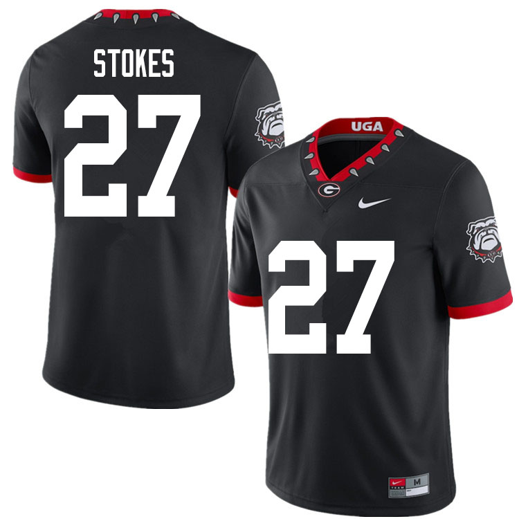 2020 Men #27 Eric Stokes Georgia Bulldogs Mascot 100th Anniversary College Football Jerseys Sale-Bla